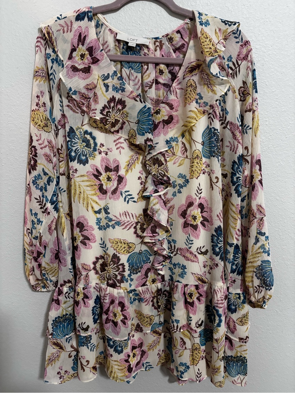 Loft women’s floral pullover dress with underslip